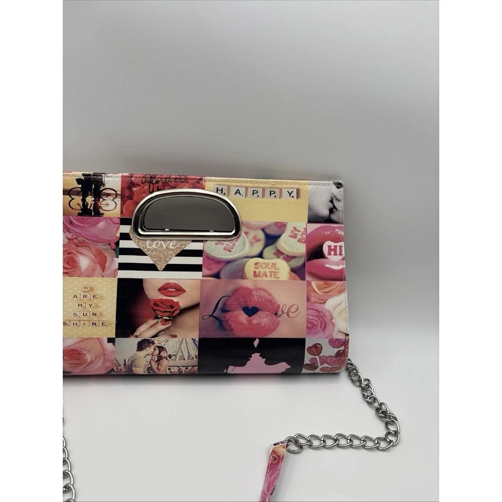 Depeche Mode New York Womens Clutch Shoulder Bag Love Print PVC Chain G1192A